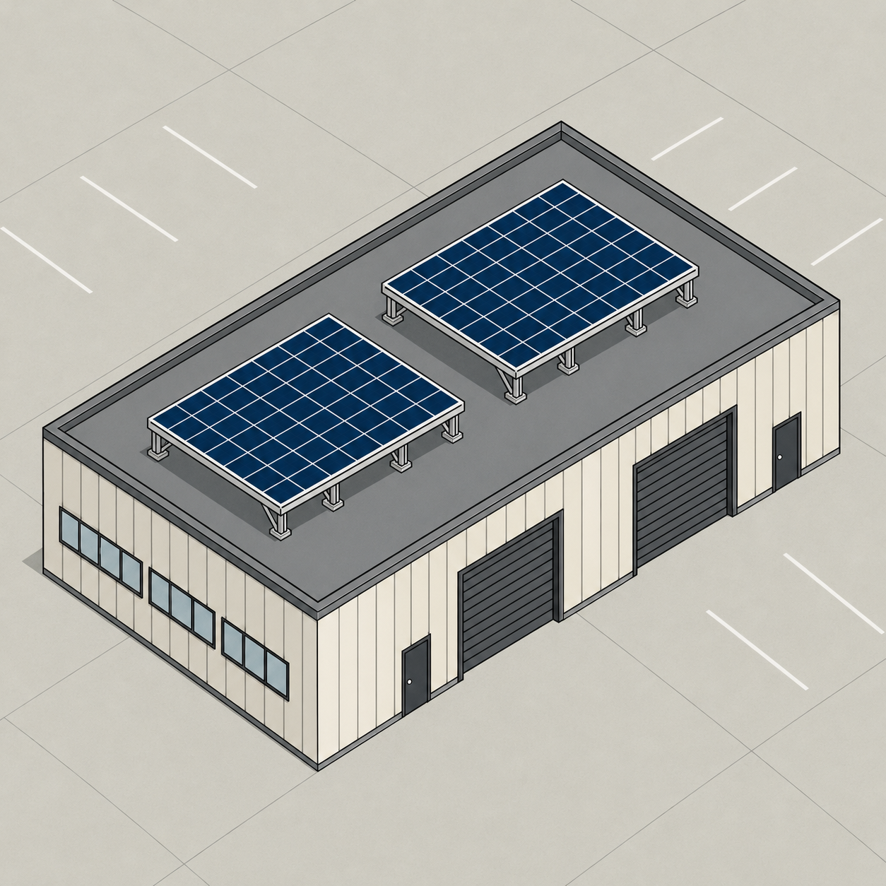 Rooftop solar array on a commercial building